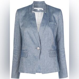 VERONICA BEARD Farley Linen Blend Dickey Jacket In Blue